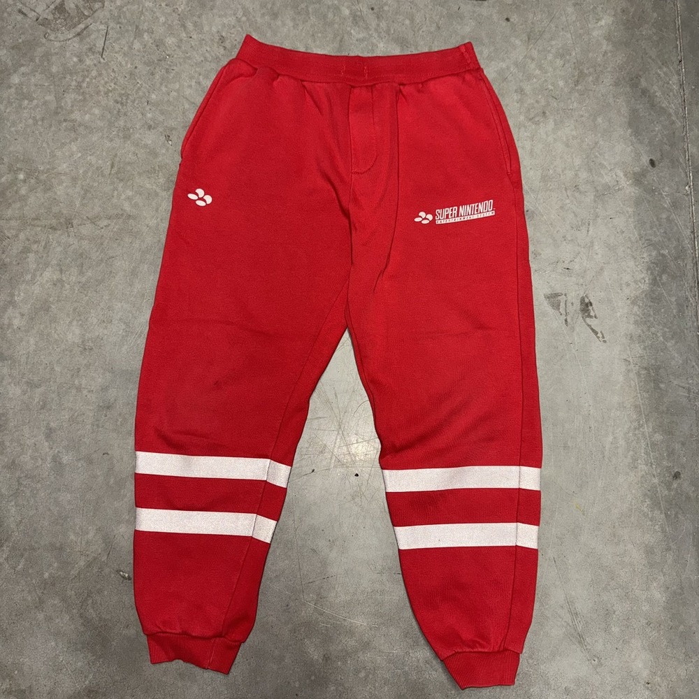 Red Super Nintendo Joggers Pants Bershka Made in Turkey Size Medium